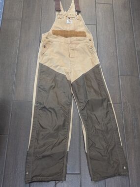 Vintage Carhartt Two-Tone Men’s Hunting Bib Overalls - Tan and Brown